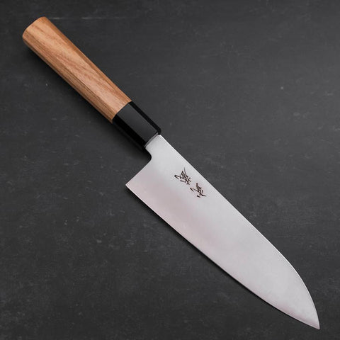 Santoku SG-2 Polished Buffalo Zelkova Handle 180mm-[Musashi]-[Japanese-Kitchen-Knives]