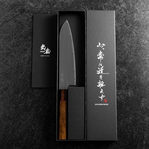 Santoku SG-2 Polished Ovangkol Handle 180mm (7”)-[Musashi]-[Japanese-Kitchen-Knives]