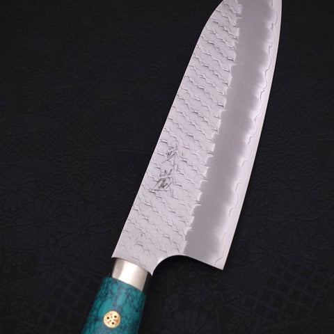 Santoku SG-2 Tsuchime Turquoise Green Handle 170mm