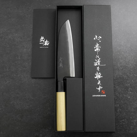 Santoku SK Steel Kurouchi Magnolia Handle 165mm-[Musashi]-[Japanese-Kitchen-Knives]