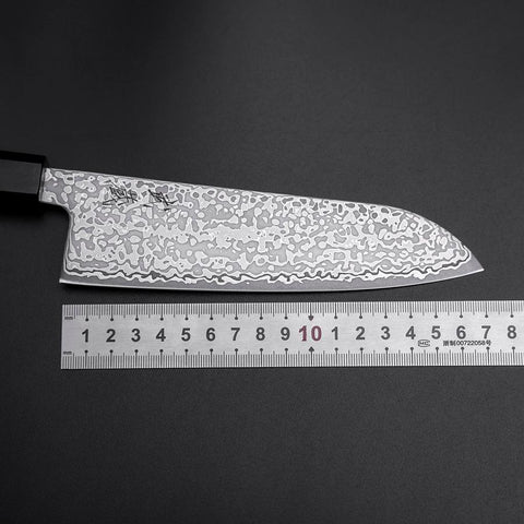 Santoku SLD Black Damascus Ebony Handle 170mm (6.7”)-[Musashi]-[Japanese-Kitchen-Knives]