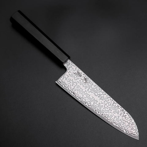 Santoku SLD Black Damascus Ebony Handle 170mm (6.7”)-[Musashi]-[Japanese-Kitchen-Knives]
