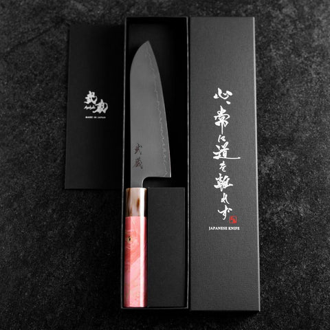 Santoku SLD Mirror Buffalo Dark Pink Maple Handle 170mm (6.7”)