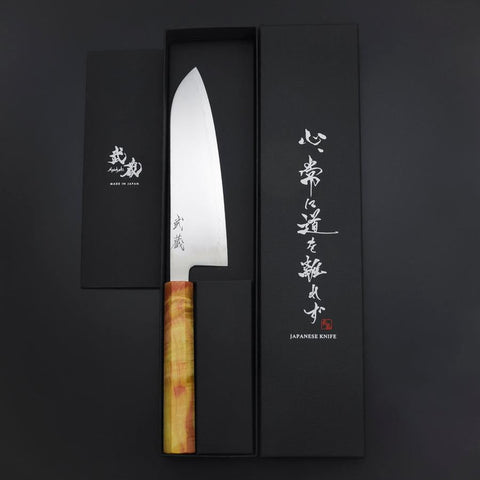 Santoku SLD Mirror Sunset Orange Handle 170mm (6.7”)-[Musashi]-[Japanese-Kitchen-Knives]