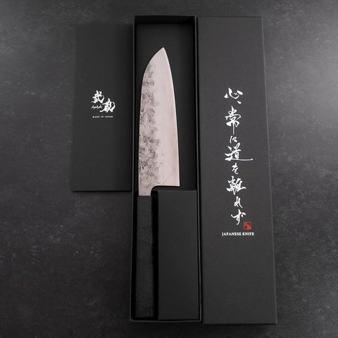 Santoku SLD Nashiji Washi Black Ishime Handle 165mm-[Musashi]-[Japanese-Kitchen-Knives]