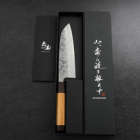 Santoku SLD Nashiji Washi Double Shitan Capped Cherry Handle 165mm-[Musashi]-[Japanese-Kitchen-Knives]