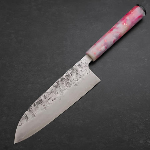 Santoku SLD Nashiji Washi Ocean Sakura Rose Gold Handle 165mm (6.5”)-[Musashi]-[Japanese-Kitchen-Knives]