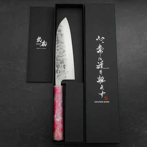 Santoku SLD Nashiji Washi Ocean Sakura Rose Gold Handle 165mm (6.5”)-[Musashi]-[Japanese-Kitchen-Knives]