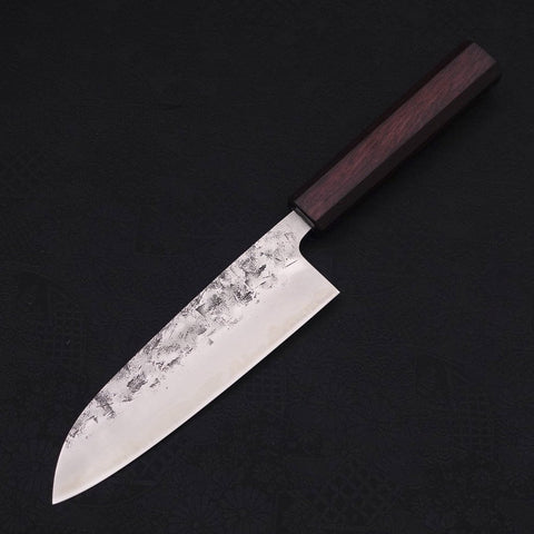 Santoku SLD Nashiji Washi Purple Urushi Handle 165mm-[Musashi]-[Japanese-Kitchen-Knives]