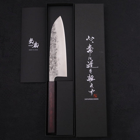 Santoku SLD Nashiji Washi Purple Urushi Handle 165mm-[Musashi]-[Japanese-Kitchen-Knives]