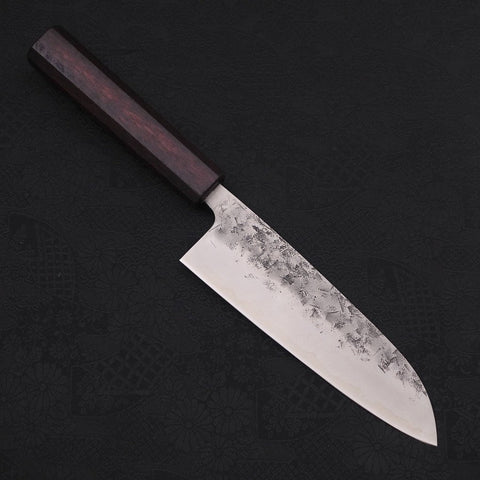Santoku SLD Nashiji Washi Purple Urushi Handle 165mm-[Musashi]-[Japanese-Kitchen-Knives]