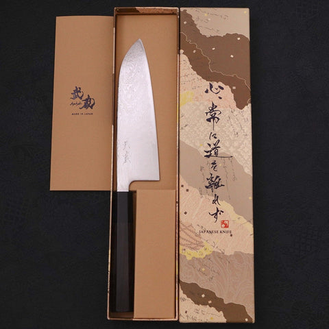 Santoku SLD Damasco Níquel Ondulado Mango de Ébano con Cuerno de Búfalo 165mm