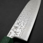 Santoku SLD Wave Nickel Damascus Green Urushi Handle 165mm-[Musashi]-[Japanese-Kitchen-Knives]