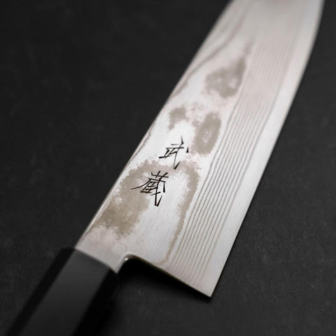 Santoku Silver Steel #3 Damascus Buffalo Wenge Handle 180mm-[Musashi]-[Japanese-Kitchen-Knives]