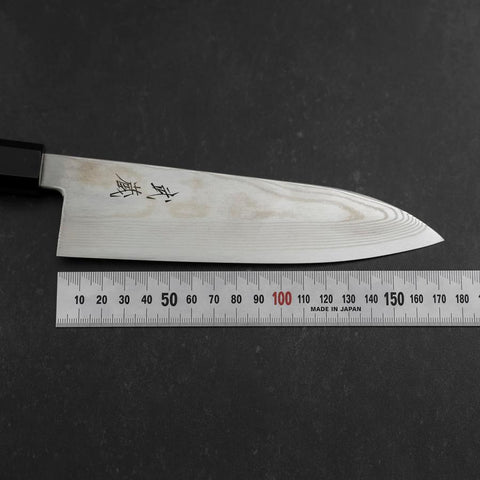 Santoku Silver Steel #3 Damascus Buffalo Wenge Handle 180mm-[Musashi]-[Japanese-Kitchen-Knives]