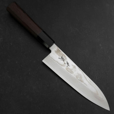 Santoku Silver Steel #3 Damascus Buffalo Wenge Handle 180mm-[Musashi]-[Japanese-Kitchen-Knives]