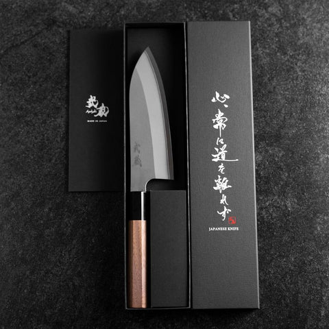 Santoku Silver Steel #3 Kasumi Buffalo Walnut Handle 165mm-[Musashi]-[Japanese-Kitchen-Knives]