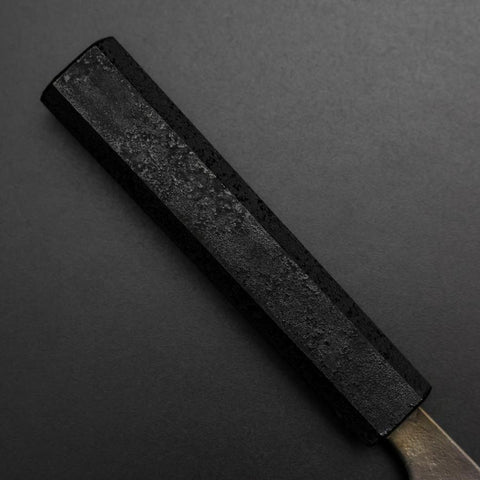 Santoku Silver Steel #3 Nashiji Black Ishime Urushi Handle 165mm-[Musashi]-[Japanese-Kitchen-Knives]