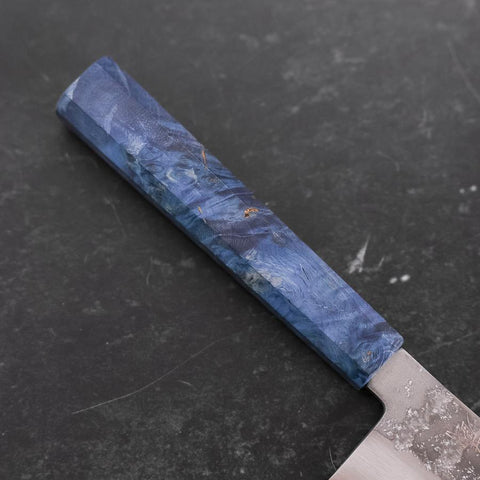 Santoku Silver Steel #3 Nashiji Blue Maple Handle 180mm-[Musashi]-[Japanese-Kitchen-Knives]