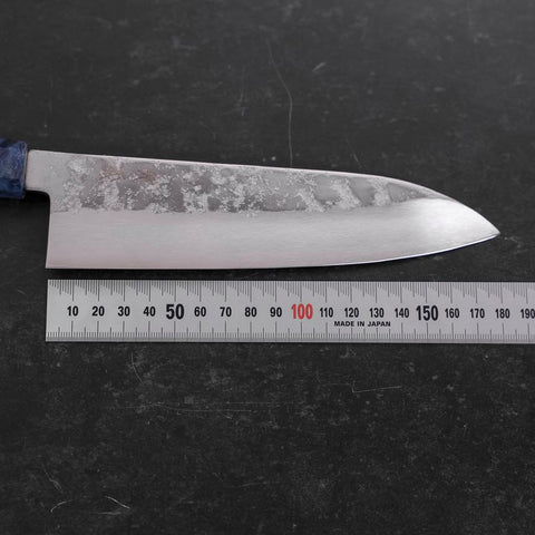 Santoku Silver Steel #3 Nashiji Blue Maple Handle 180mm-[Musashi]-[Japanese-Kitchen-Knives]