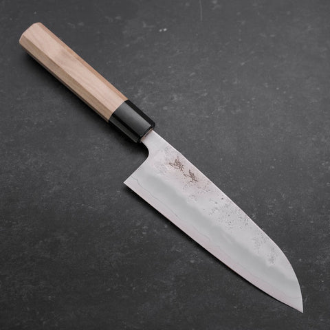 Santoku Silver Steel #3 Nashiji Buffalo Magnolia Handle 165mm (6.5”)-[Musashi]-[Japanese-Kitchen-Knives]