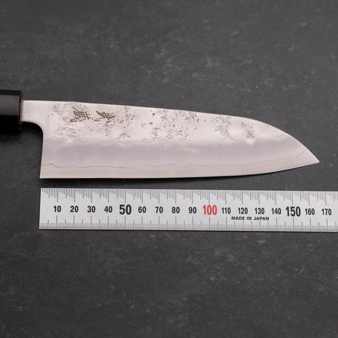 Santoku Silver Steel #3 Nashiji Mango de Magnolia con Cuerno de Búfalo 165mm