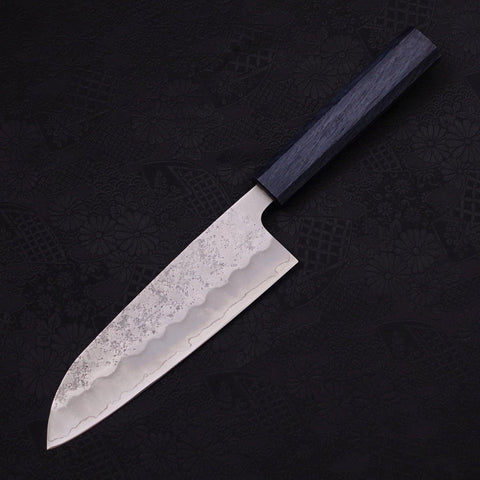 Santoku Silver Steel #3 Nashiji Dark Blue Handle 165mm (6.5”)