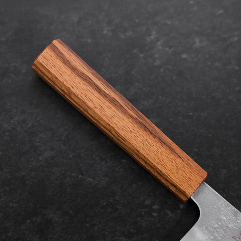 Santoku Silver Steel #3 Nashiji Oak Handle 165mm-[Musashi]-[Japanese-Kitchen-Knives]