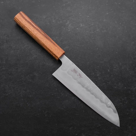 Santoku Silver Steel #3 Nashiji Oak Handle 165mm-[Musashi]-[Japanese-Kitchen-Knives]