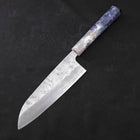 Santoku Silver Steel #3 Nashiji Ocean Blue White Handle 165mm-[Musashi]-[Japanese-Kitchen-Knives]
