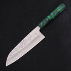 Santoku Silver Steel #3 Nashiji Ocean Green Handle 165mm-[Musashi]-[Japanese-Kitchen-Knives]