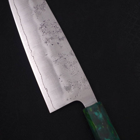 Santoku Silver Steel #3 Nashiji Ocean Green Handle 165mm-[Musashi]-[Japanese-Kitchen-Knives]