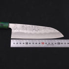 Santoku Silver Steel #3 Nashiji Ocean Green Handle 165mm-[Musashi]-[Japanese-Kitchen-Knives]