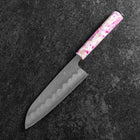 Santoku Silver Steel #3 Nashiji Ocean Sakura Handle 165mm (6.5”)-[Musashi]-[Japanese-Kitchen-Knives]