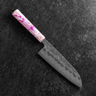 Santoku Silver Steel #3 Nashiji Ocean Sakura Handle 165mm (6.5”)-[Musashi]-[Japanese-Kitchen-Knives]