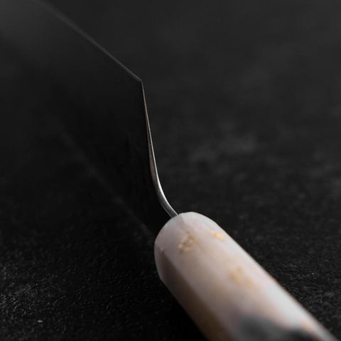 Santoku Silver Steel #3 Nashiji Ocean White Black Gold Handle 165mm (6.5”)-[Musashi]-[Japanese-Kitchen-Knives]