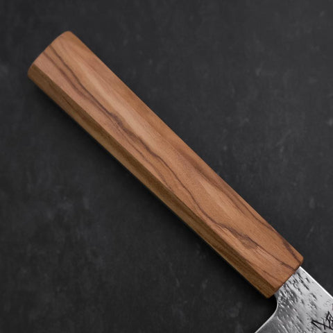 Santoku Silver Steel #3 Nashiji Olive Handle 170mm (6.7”)-[Musashi]-[Japanese-Kitchen-Knives]