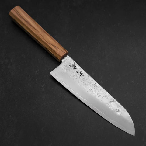 Santoku Silver Steel #3 Nashiji Olive Handle 170mm (6.7”)-[Musashi]-[Japanese-Kitchen-Knives]