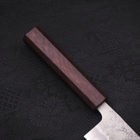 Santoku Silver Steel #3 Nashiji Purple Urushi Handle 165mm-[Musashi]-[Japanese-Kitchen-Knives]