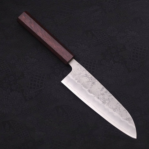 Santoku Silver Steel #3 Nashiji Purple Urushi Handle 165mm-[Musashi]-[Japanese-Kitchen-Knives]