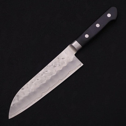 Santoku Silver Steel #3 Nashiji Western Black Handle 165mm (6.5”)-[Musashi]-[Japanese-Kitchen-Knives]