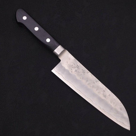 Santoku Silver Steel #3 Nashiji Western Black Handle 165mm (6.5”)-[Musashi]-[Japanese-Kitchen-Knives]