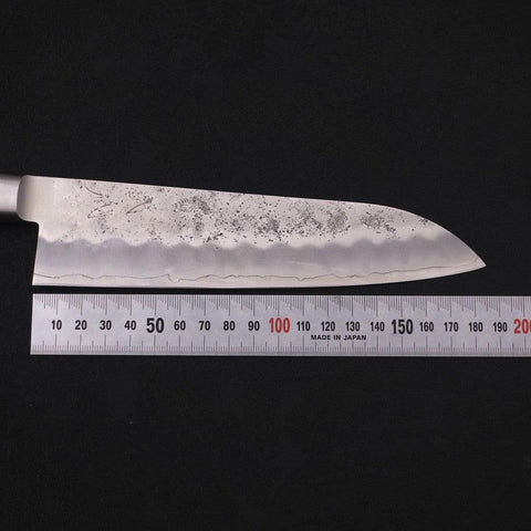 Santoku Silver Steel #3 Nashiji Western Black Handle 180mm-[Musashi]-[Japanese-Kitchen-Knives]