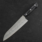 Santoku Silver Steel #3 Nashiji Western Purple Handle 180mm (Tsuba-Nashi)-[Musashi]-[Japanese-Kitchen-Knives]