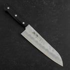 Santoku Silver Steel #3 Nashiji Western Purple Handle 180mm (Tsuba-Nashi)-[Musashi]-[Japanese-Kitchen-Knives]