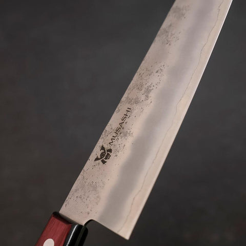 Santoku Silver Steel #3 Nashiji Western Red Handle 180mm-[Musashi]-[Japanese-Kitchen-Knives]