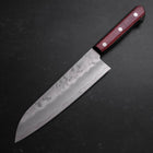Santoku Silver Steel #3 Nashiji Western Red Handle 180mm (Tsuba-Nashi)-[Musashi]-[Japanese-Kitchen-Knives]