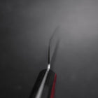 Santoku Silver Steel #3 Nashiji Western Red Handle 180mm (Tsuba-Nashi)-[Musashi]-[Japanese-Kitchen-Knives]