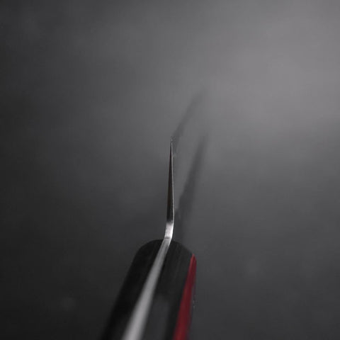 Santoku Silver Steel #3 Nashiji Western Red Handle 180mm (Tsuba-Nashi)-[Musashi]-[Japanese-Kitchen-Knives]