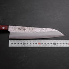 Santoku Silver Steel #3 Nashiji Western Red Handle 180mm (Tsuba-Nashi)-[Musashi]-[Japanese-Kitchen-Knives]